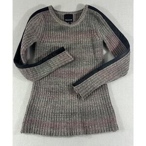 Trouvé Old Money Wool Alpaca Ribbed Knit Faux Leather Women’s Sweater Size Small